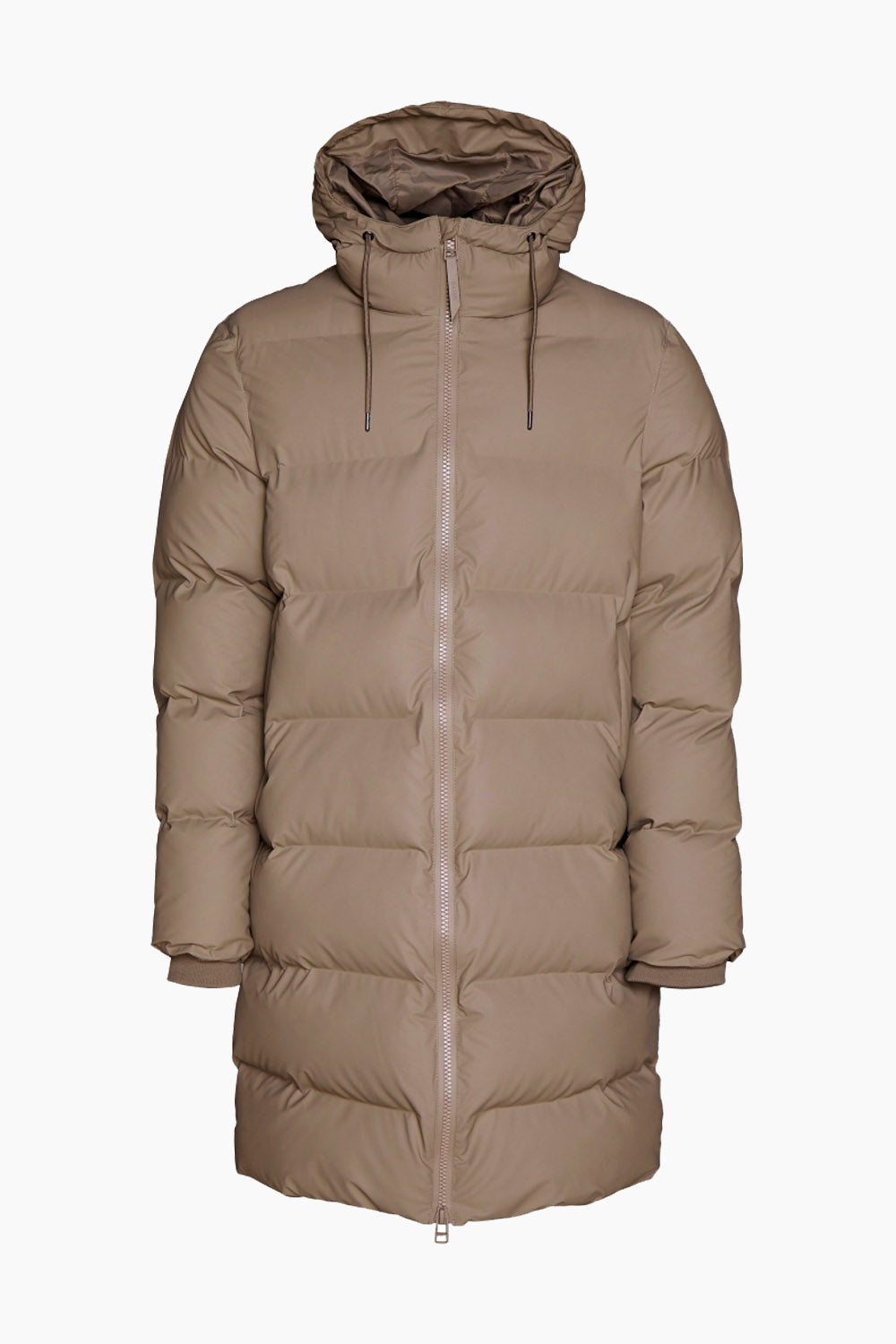 Long Puffer Jacket - Taupe - Rains