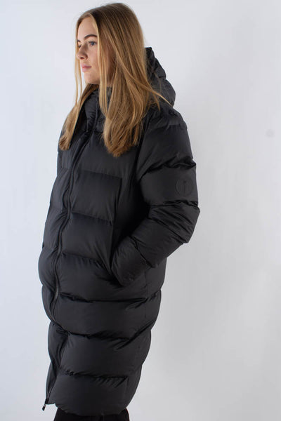 Lång Puffer Jacket - Svart - Rains