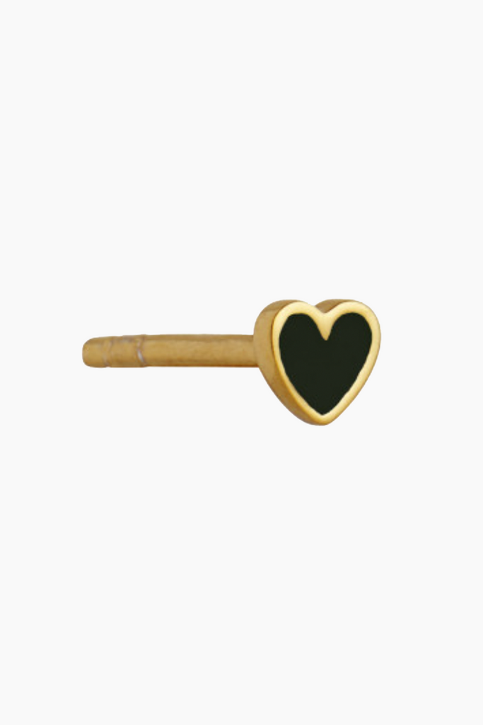 Petit kärlek hjärta - svart Enamel - guld - Stine A