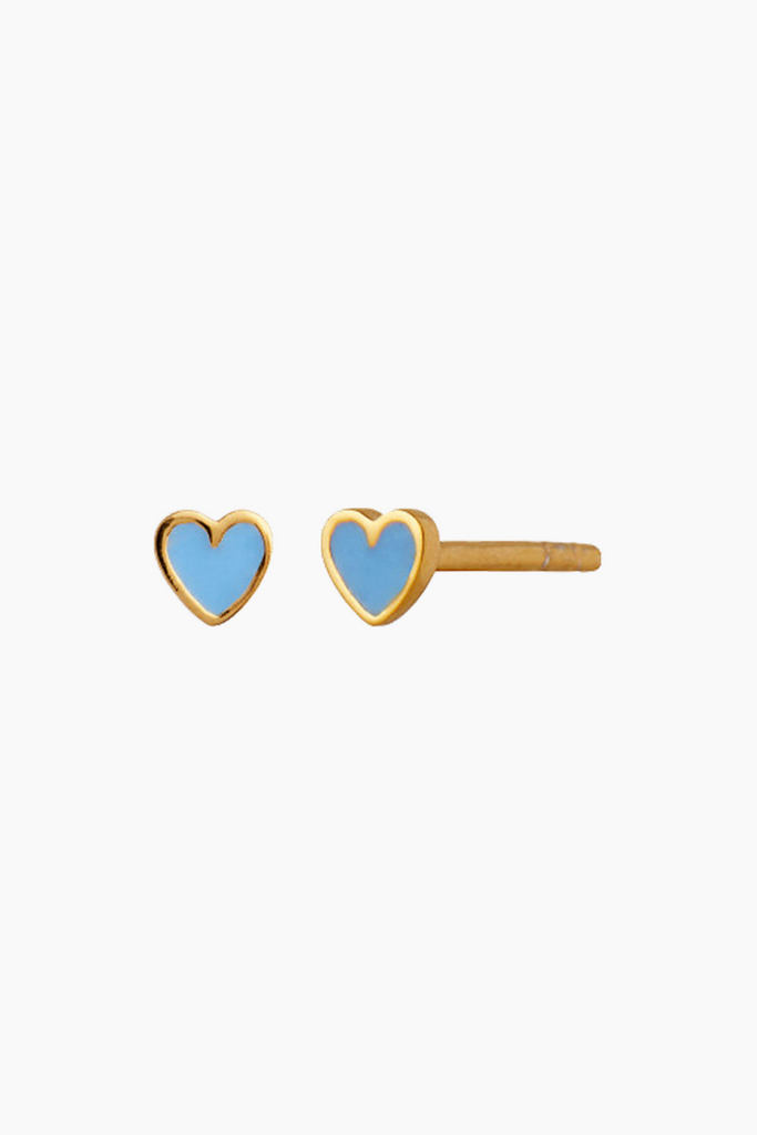 Petit Love Heart Light Blue Enamel - guld - Stine A