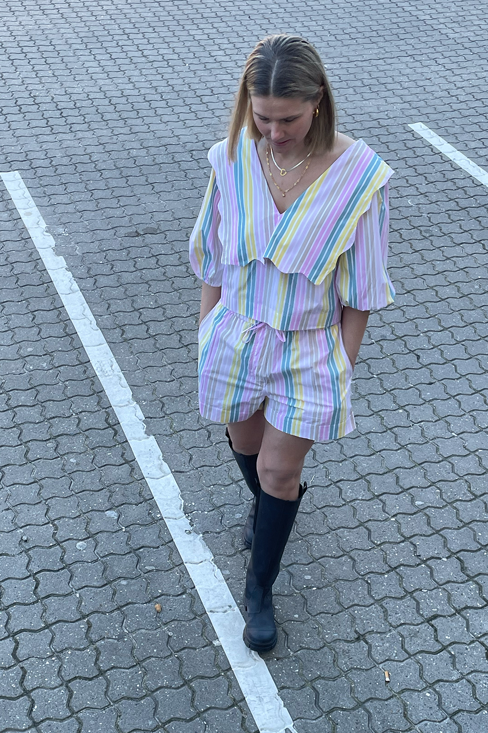 Stripe Cotton Rhythm Collar Blouse F7767 - Multicolour - GANNI