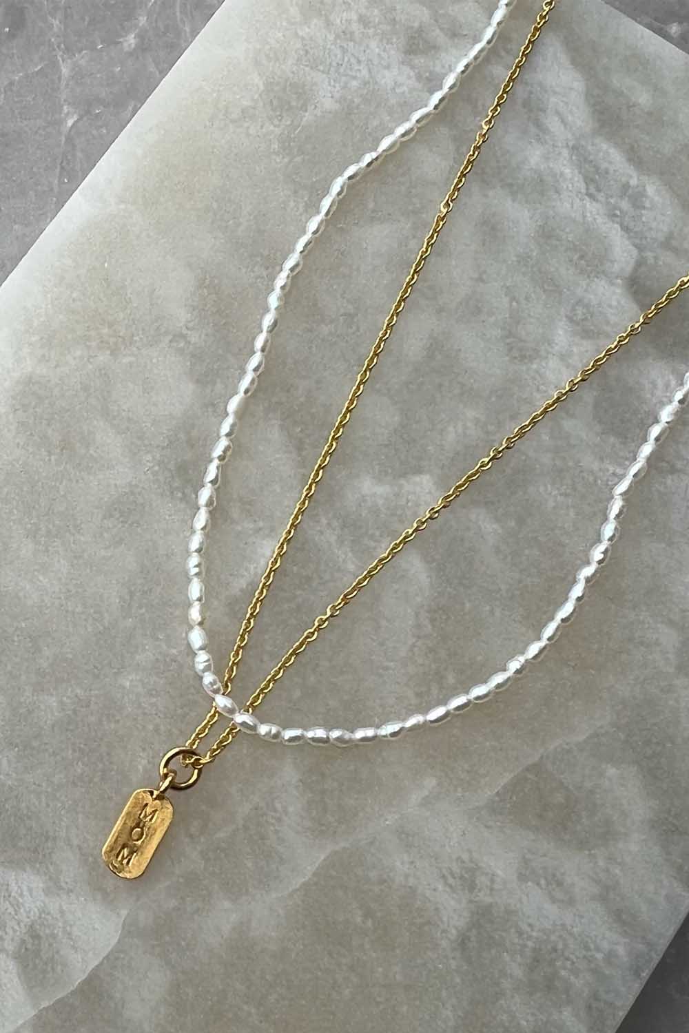 Tiny Pearl Necklace - Guld - Sorelle