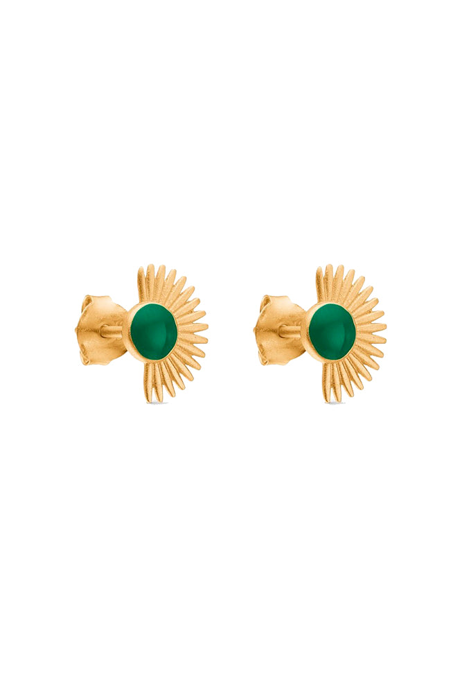 Soleil Stud - Gold/Petrol Green - ENAMEL 1