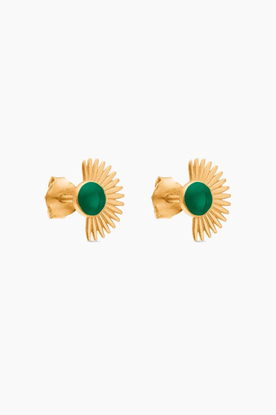 Soleil Stud - Gold/Petrol Green - ENAMEL